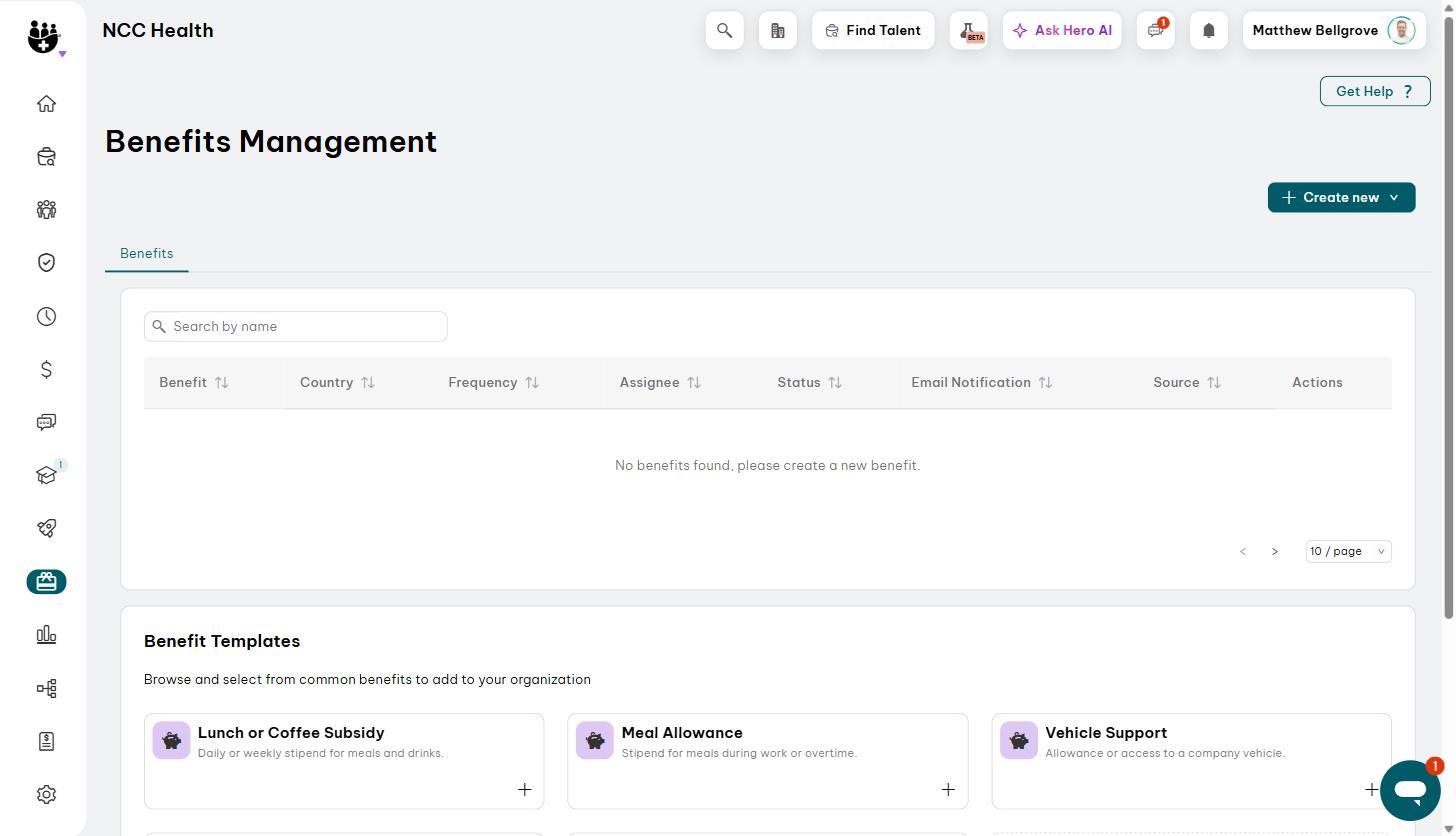 Employment Hero benefits management module